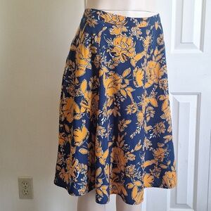 Brixon Ivy Navy Blue And Orange Midi Skirt Size Medium